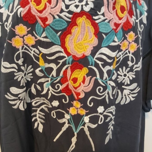 MISSLOOK | Women's Embroidered Top Dark Grey Size XL - Picture 2 of 8